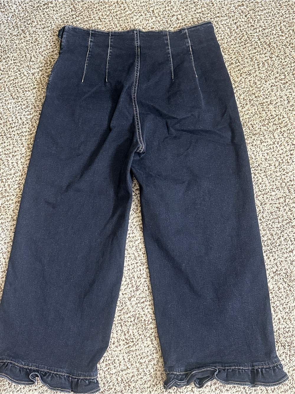 No Boundaries Black Pull-On Cropped Wide Leg Ruffle Hem Jeans Size 12 - Picture 7 of 10